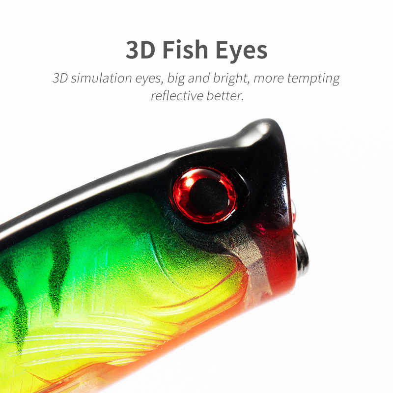 Top Water Popper Floating Fishing Lure 7g 6.5cm Plastic Hard Bait Water Surface Popping Lure Artificial Bait 3D Lure Eyes 65mm – Popper – view 3