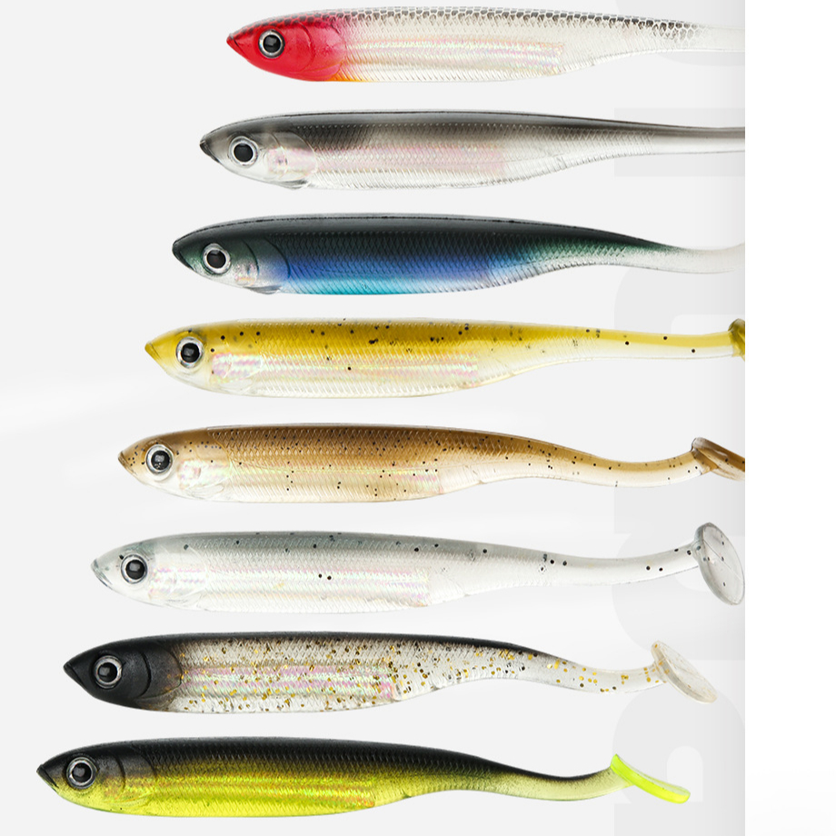 Paddle Tail Plastic Shad Soft Fishing 10cm/12.8cm Fishing Bass Lure Swim Bait Double Color Soft Lure – Worms & Grubs – view 1