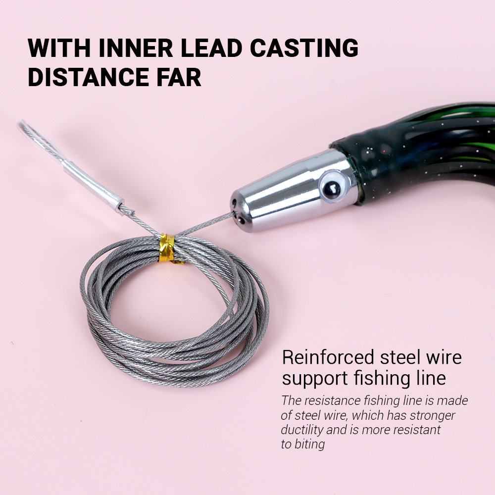 Saltwater Octopus Trolling Fishing Lure 60g 8.2inch Rig Octopus Skirt Stainless Steel Jetted Head Trolling Lures – Octopus Skirt – view 4