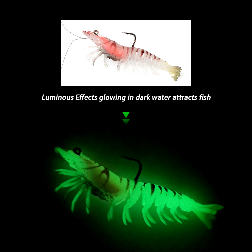 CHEERY Hot Sale Saltwater Fishing Swimbait Lifelike Soft Bait 15g Multi Jointed Luminous Soft Plastic Shrimp Lure with Hook – Worms & Grubs – view 3