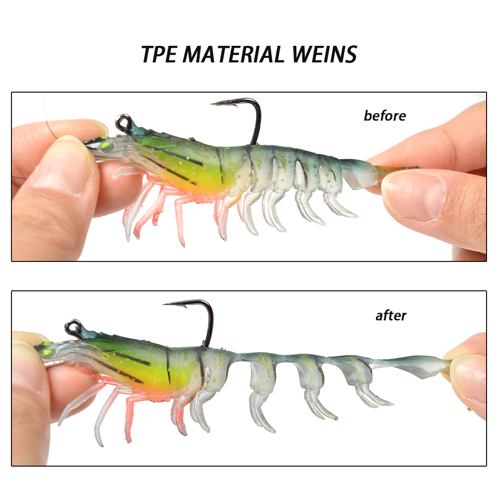 CHEERY Hot Sale Saltwater Fishing Swimbait Lifelike Soft Bait 15g Multi Jointed Luminous Soft Plastic Shrimp Lure with Hook – Worms & Grubs – view 4