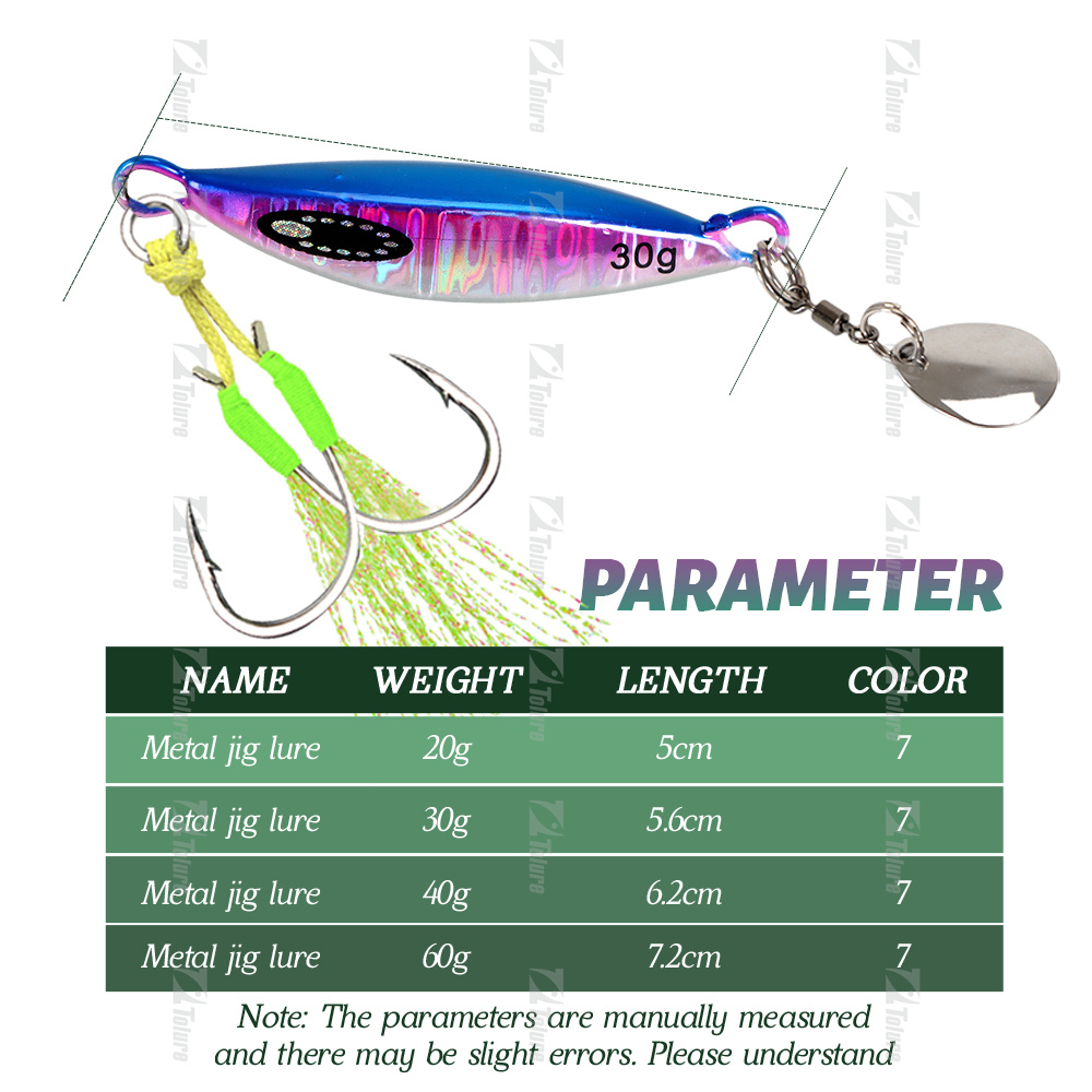 New Custom 20/30/40/60g Saltwater Lead Vertical Metal Jig Artificial Bait Fishing Jig Slow Pitch Jigging Lures – Metal Lure – view 2