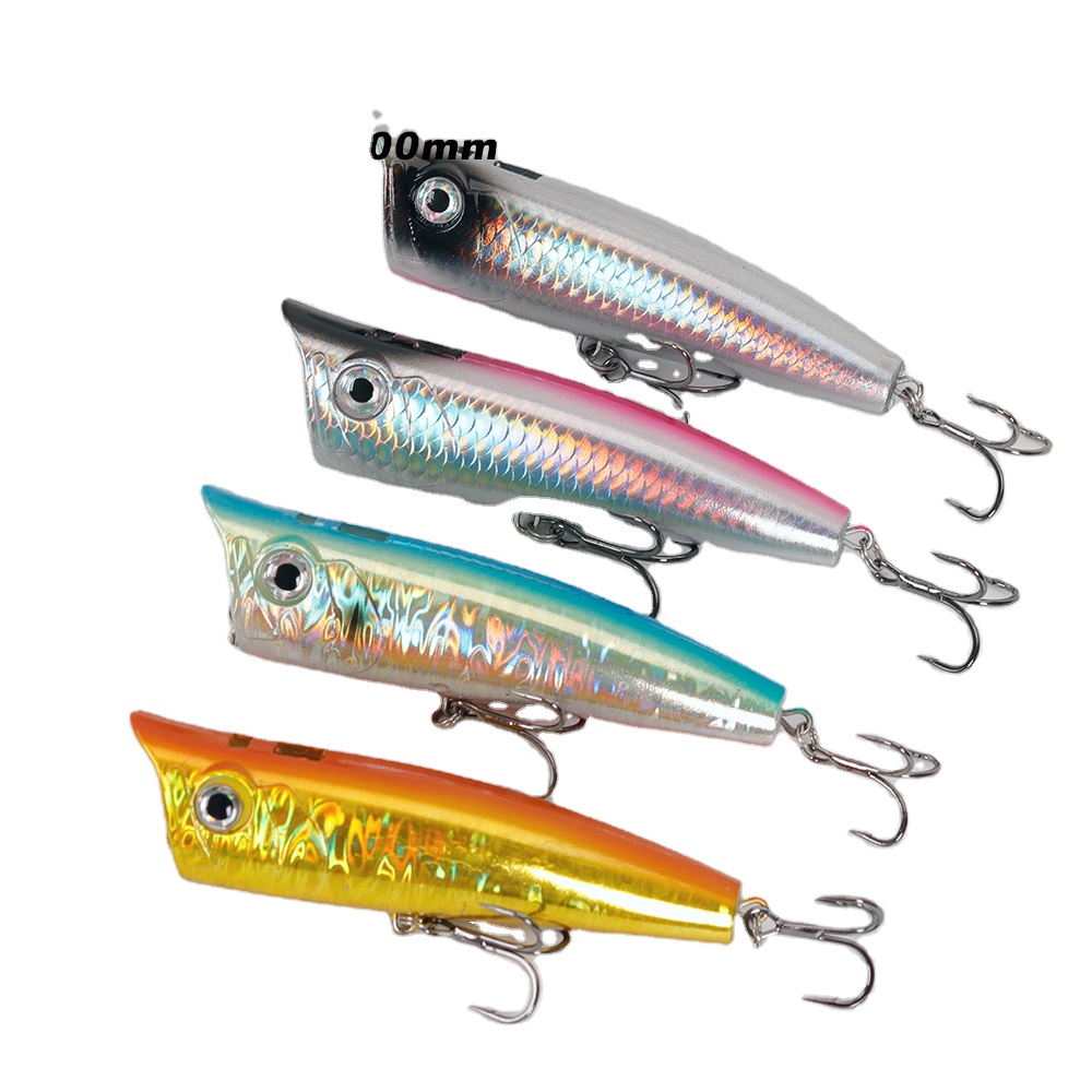 Fishing Popper Big Mouth Minnow Pencil Crank Baits Bass Trout With Hooks Hard Plastic Surface Floating Lure – Popper – view 2