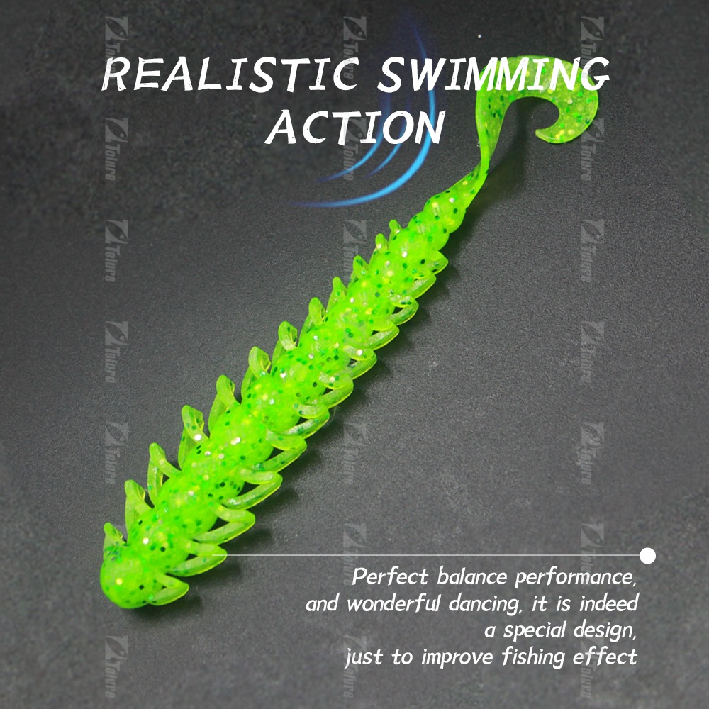 Manufacturer 6g 110mm Threaded Worm Bait Soft Roll Tail Bass Fishing Bait Worm Lures – Worms & Grubs – view 5