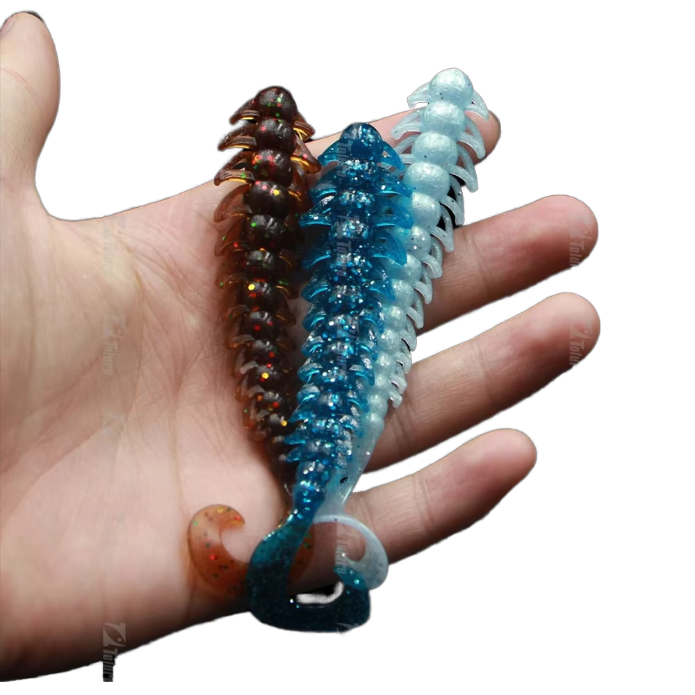 Manufacturer 6g 110mm Threaded Worm Bait Soft Roll Tail Bass Fishing Bait Worm Lures – Worms & Grubs – view 1