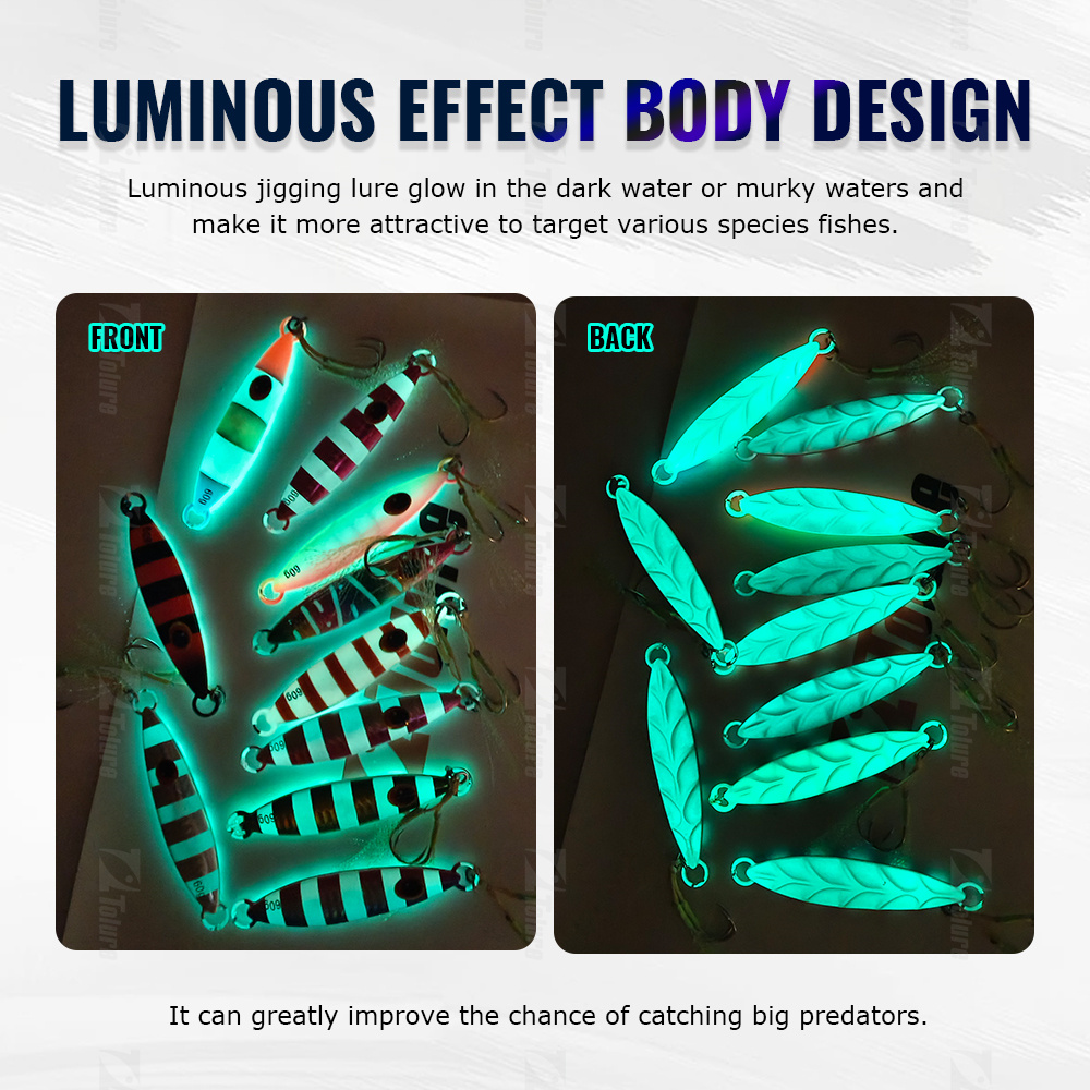 HIgh Quality 30g 40g 60g 80g Luminous Effect Sinking Saltwater Artificial Metal Jigs Fishing Lead Metal Jigs Bait – Metal Lure – view 5