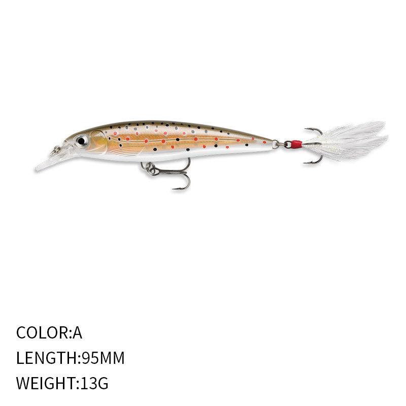 Luya Bait 95mm/13g Bait Floating Mino with a Bristle Hook, a Bionic Upturned-mouth Bait for Sea Bass Fishing – Minnow – view 3
