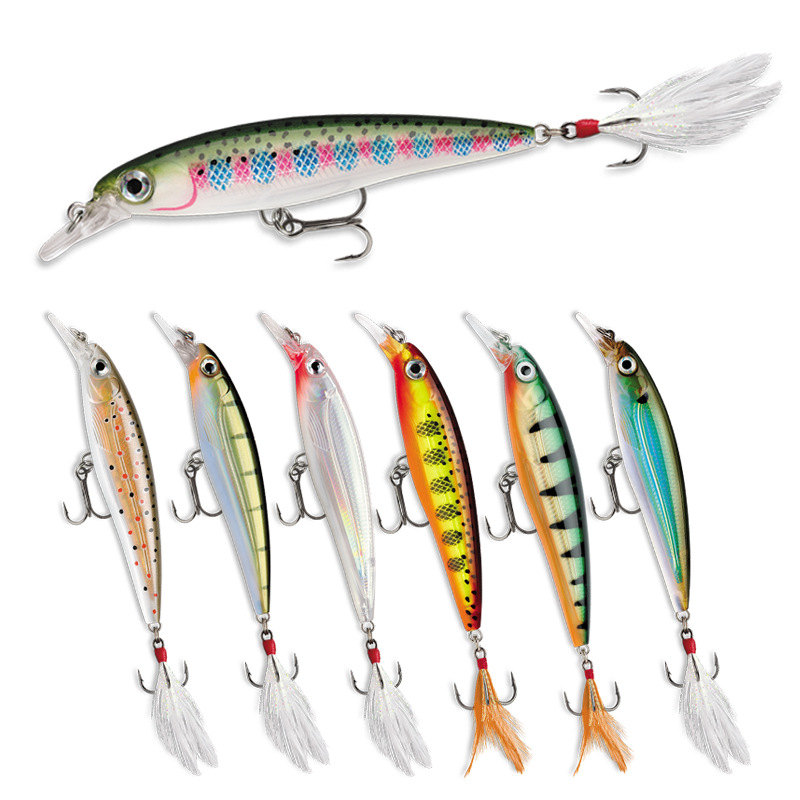 Luya Bait 95mm/13g Bait Floating Mino with a Bristle Hook, a Bionic Upturned-mouth Bait for Sea Bass Fishing – Minnow – view 1