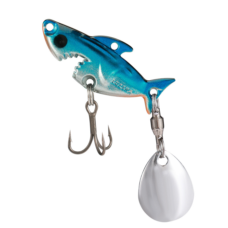 Cheery Skimming Shark Whirlwind Bait Bionic Bass Lures Big-Mouth Iron Plate Far-Cast Sequin Vib Metal False Bait for Bottom – Metal Lure – view 1
