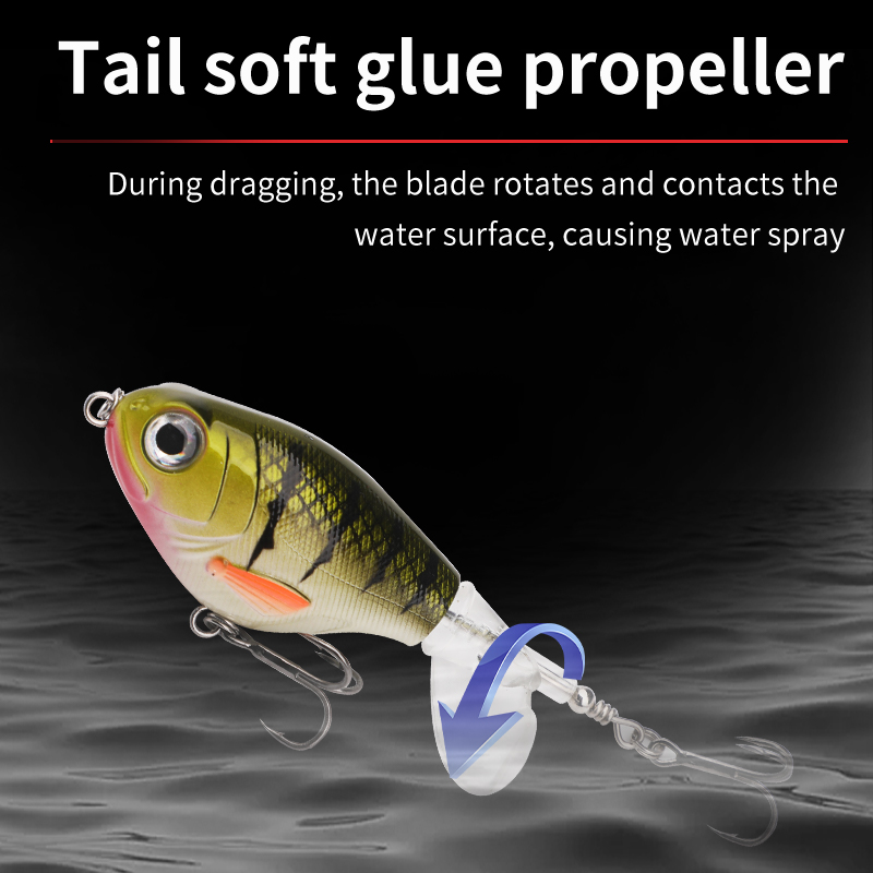 Cheery 17g Topwater Fishing Lure Floating Rotating Tail Plopping Minnow Surface Crankbait for Saltwater Fish Attracts Bass Trout – Other Hard Lure – view 2