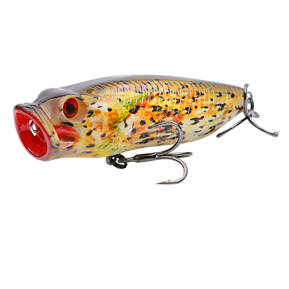 Cheery 80mm 14g Treble Hook Lifelike 3D Printed Color Hard ABS Bait with Topwater Popper Lure Artificial Fishing Popper Bait – Popper – view 5