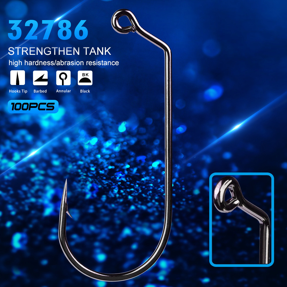 Cheery PRO BEROS Carbon Steel Jig Barbed Hooks 100pcs/Pack Single Lead Fish Hooks for Bass for Bottom Rivers Carp Octopus – Fishhook – view 3