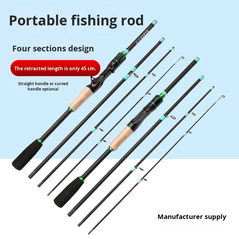 CHEERY 4 Section Carbon Fiber Lure Rod Action Adjustable Straight Handle Bass Fishing Rod Alloy Guides Baitcasting/Spinning – Fishing Rod – view 4