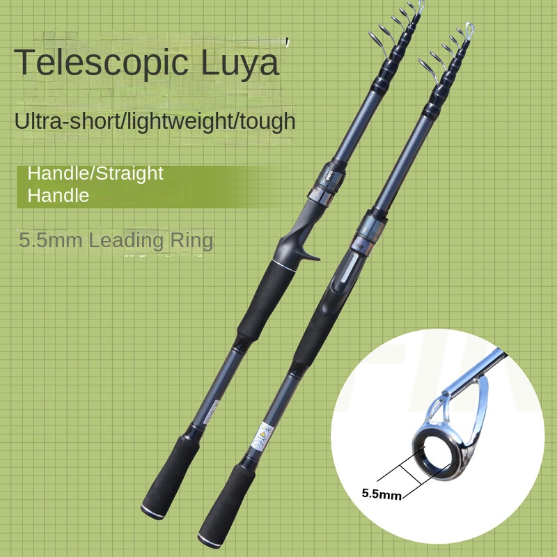 CHEERY Carbon Retractable Lure Rod Wholesale Straight Handle Ultra Light Hard Medium Fast Action Carp Ocean Beach Fishing Rod – Fishing Rod – view 2