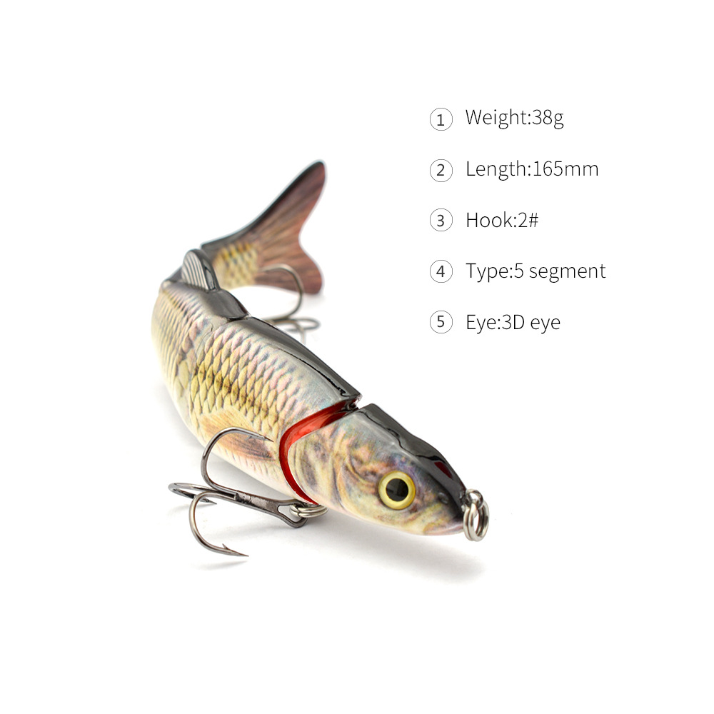 Cheery Five Section Bionic Artificial Hard Bait for Carp ODS LURE D5J01 ABS Material Freshwater Casting Lure with Hooks – Soft Lure – view 1