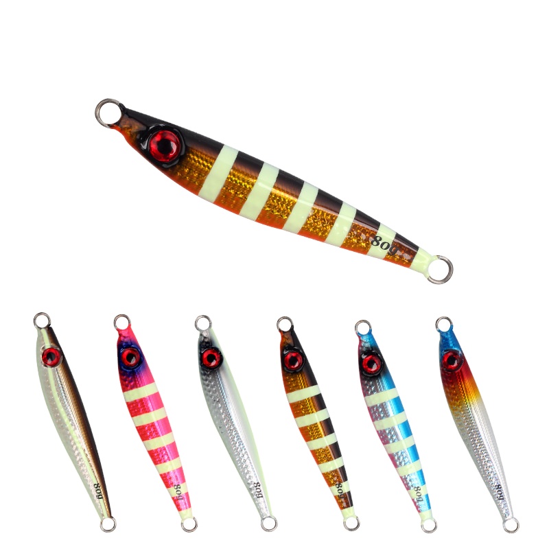 Metal Jig Bass Lure for Bottom Fishing Ocean Beach Use Glow-In-The-Dark Laser Design No Hooks – Metal Lure – view 1