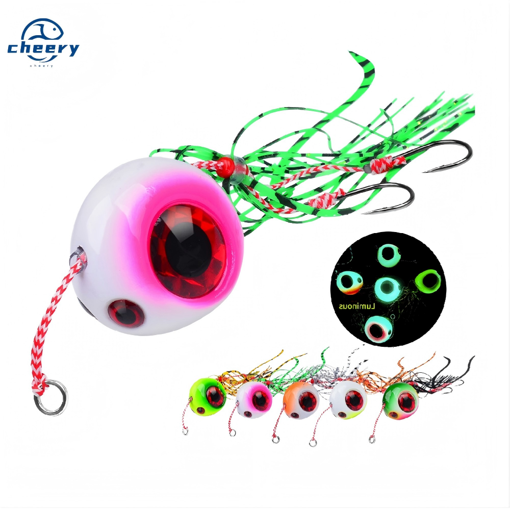 40g-120g Luminous Glow Lead Jigging Lure Slow Jig Head Rubber Skirts Assist Hooks for River Stream Sea Fishing Bass Carp Trout – Metal Lure – view 1