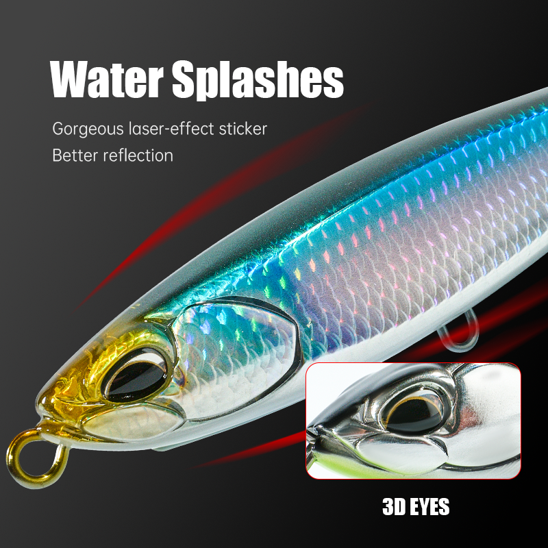 165mm 48.7g ABS Printed Floating Pencil Popper Lure for Saltwater Ocean Boat Fishing Targeting Tuna with Topwater Action – Fishing Lure – view 4