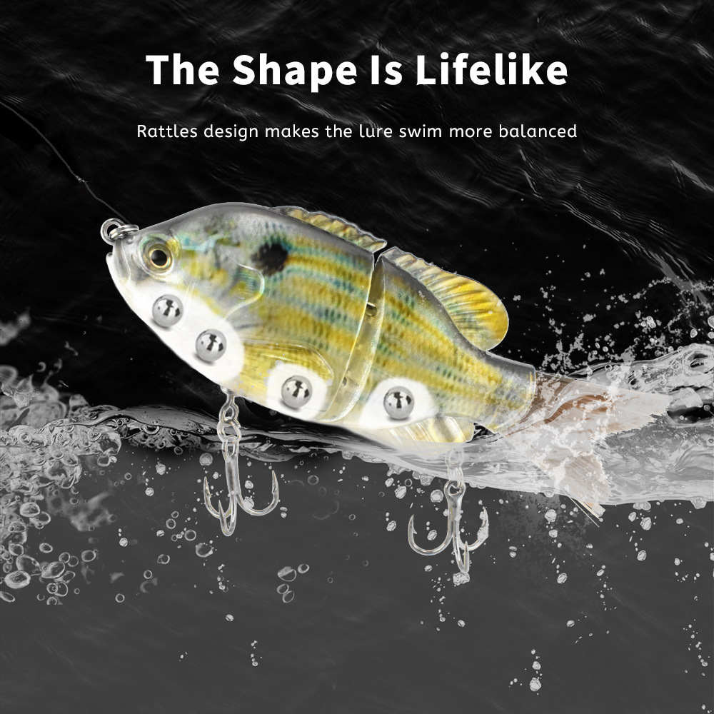 125mm Plastic Wire Tail 2-Section Sunfish Simulation Multi-Section Live Bait S-Type Flexible Underwater Swimming Lure with Hooks – Fishing Lure – view 4