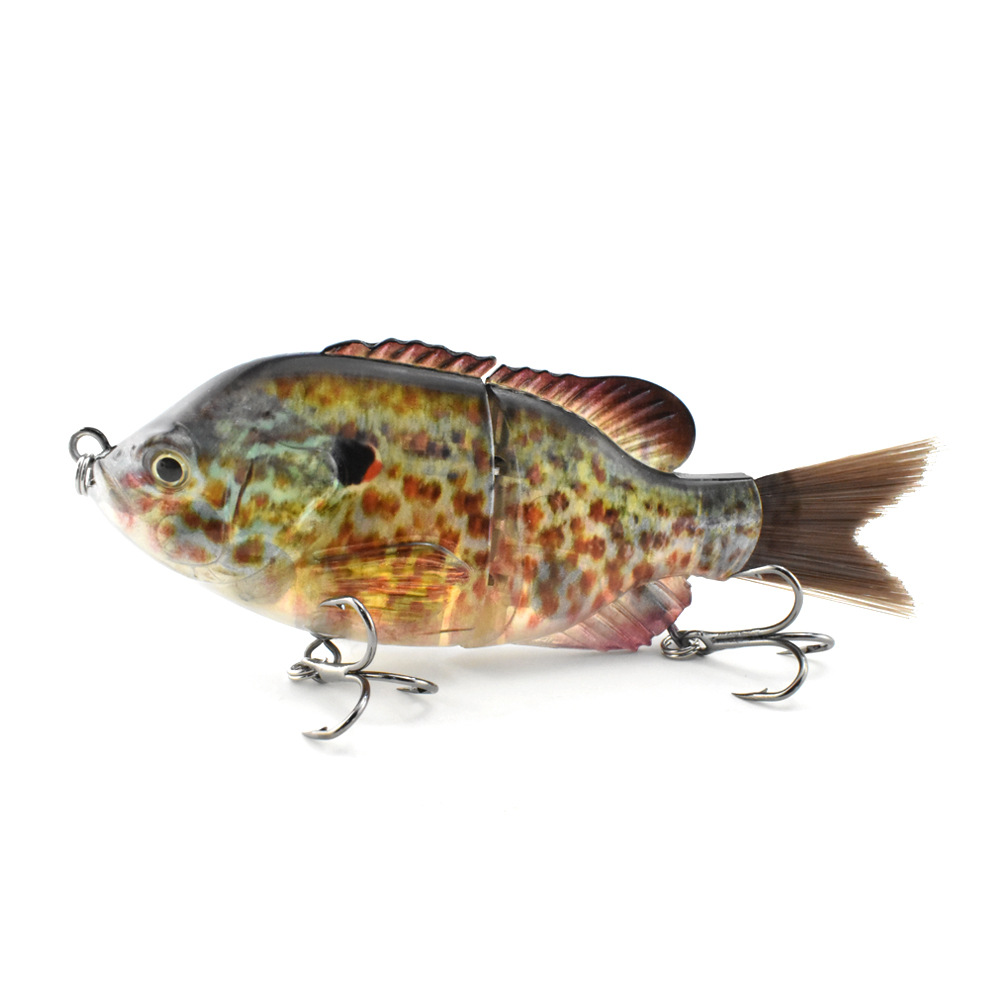 125mm Plastic Wire Tail 2-Section Sunfish Simulation Multi-Section Live Bait S-Type Flexible Underwater Swimming Lure with Hooks – Fishing Lure – view 1