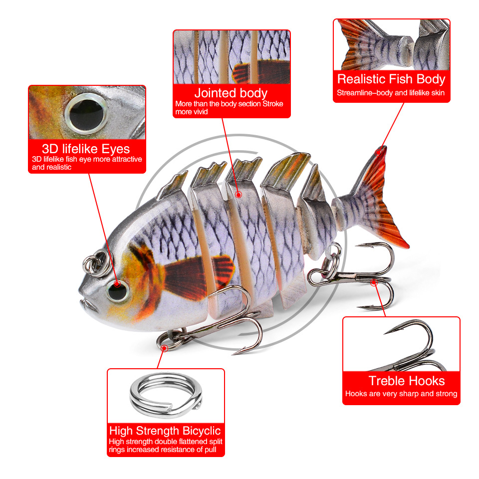 6-joint Multi-joint Fish Lure 8cm 16g Bionic Plastic Live Bait with Hooks Versatile for Perch and Sea Bass – Fishing Lure – view 5