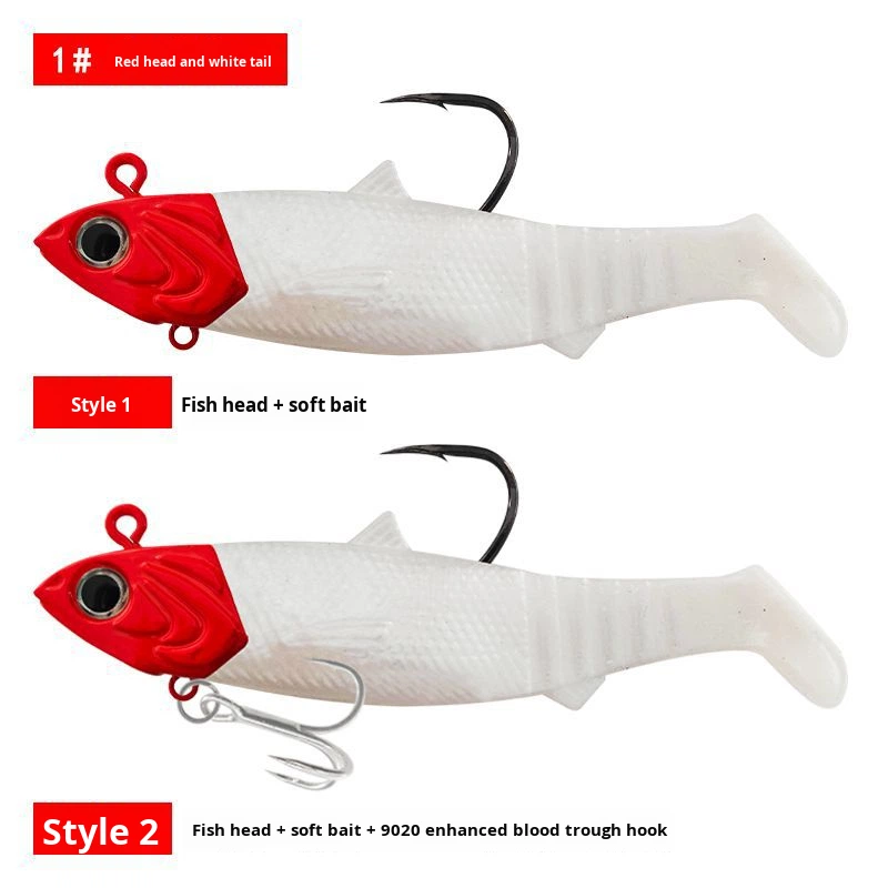 Boat Sea Fishing Bass Lead Head Hook Stainless Steel Live Bait Fish Shape T Tail Soft Bait – Fishing Lure – view 2