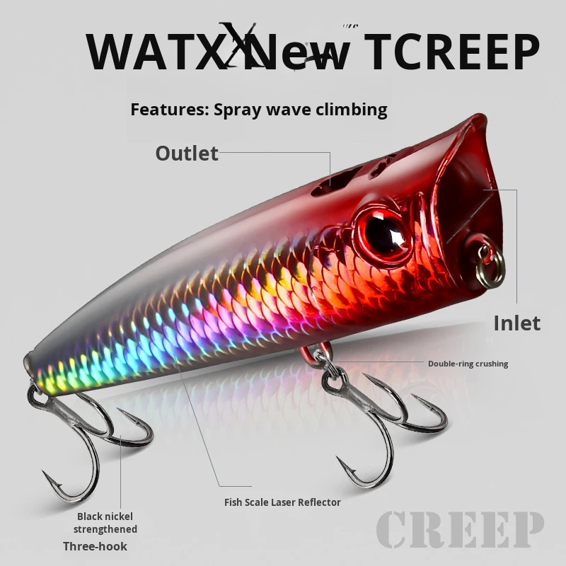 CHEERY Metal Water-spraying Wave Crawling Floating Lure Bass Mandarin Fish Snakehead Saltwater Fish Trout Surface Noise – Fishing Lure – view 2