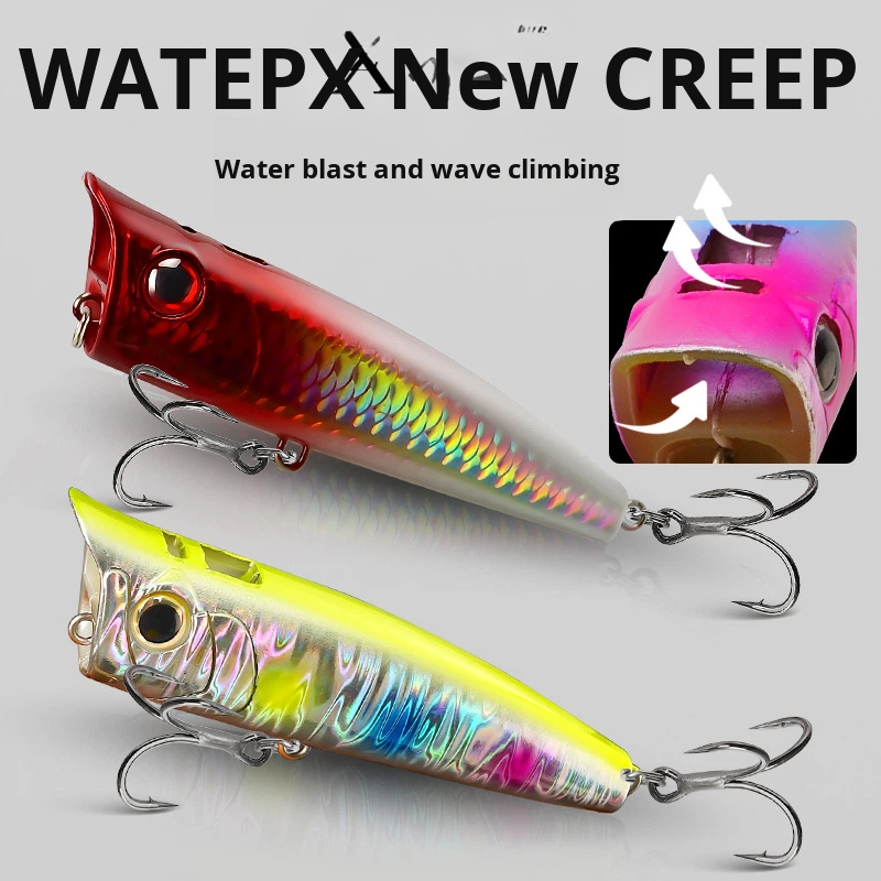 CHEERY Metal Water-spraying Wave Crawling Floating Lure Bass Mandarin Fish Snakehead Saltwater Fish Trout Surface Noise – Fishing Lure – view 5