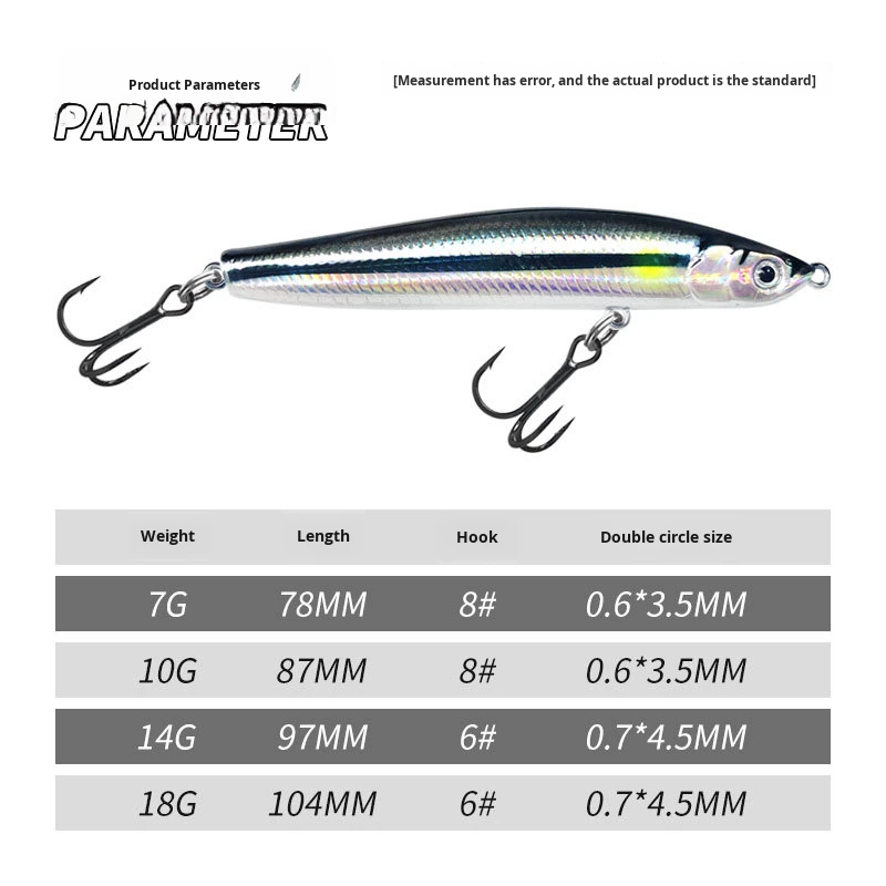 CHEERY Lure Sinking Pencil Vibrating Hard Bait 7g-18g ABS Live Bait Long Cast Topmouth Culter Bass – Fishing Lure – view 5
