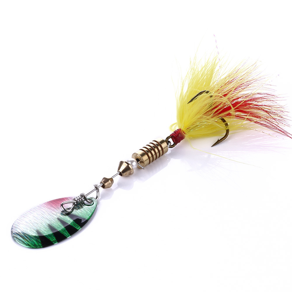 JIA Metal Rotating Sequin Live Bait Fishing Lure with Colorful Feather Hook 7cm 5.5g – Fishing Lure – view 2