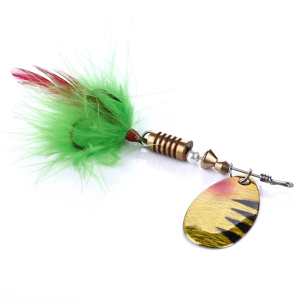 CHEERY Metal Rotating Sequin Live Bait Fishing Lure Colorful Feather Hook for Trout River Sea Fishing Float Fishing 7cm 5.5g – Fishing Lure – view 2
