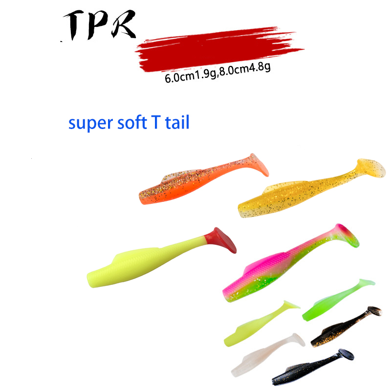 Hot Sale New Arrival 6 PCS/Bag 8cm/4.8g Luminous Colorful Pike Bass Fishing Lure Artificial Soft TPE Bait Soft Plastic Tail – Worms & Grubs – view 5