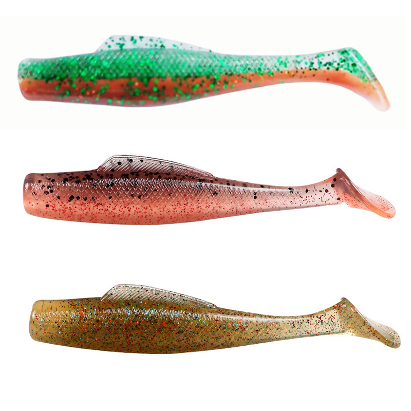 CHEERY TPR 65mm 2.3g 55mm 1.8g Soft Paddle T Tail Fishing Ripple Shad Lure Small Double Color Artificial Swimming Bait – Worms & Grubs – view 2