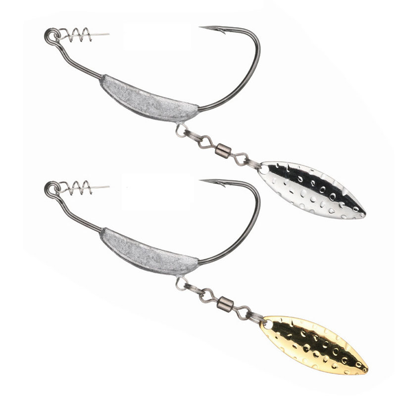 Quality Lead Jighead Silver and Gold Spiner Lead Weight Metal Spin Fishing Tackle Weedless Fishing Hook Jig Head – Fishhook – view 1