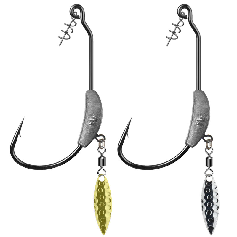 Quality Lead Jighead Silver and Gold Spiner Lead Weight Metal Spin Fishing Tackle Weedless Fishing Hook Jig Head – Fishhook – view 2