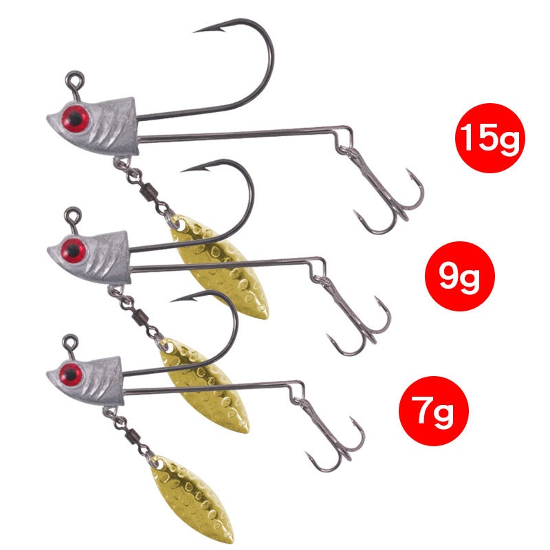 CHEERY 7-15g Stinger Overturned Hook Primary Color Lead Blood Groove Integrated Steel Wire Golden Noise Piece Ocean Boat Fishing – Fishhook – view 2