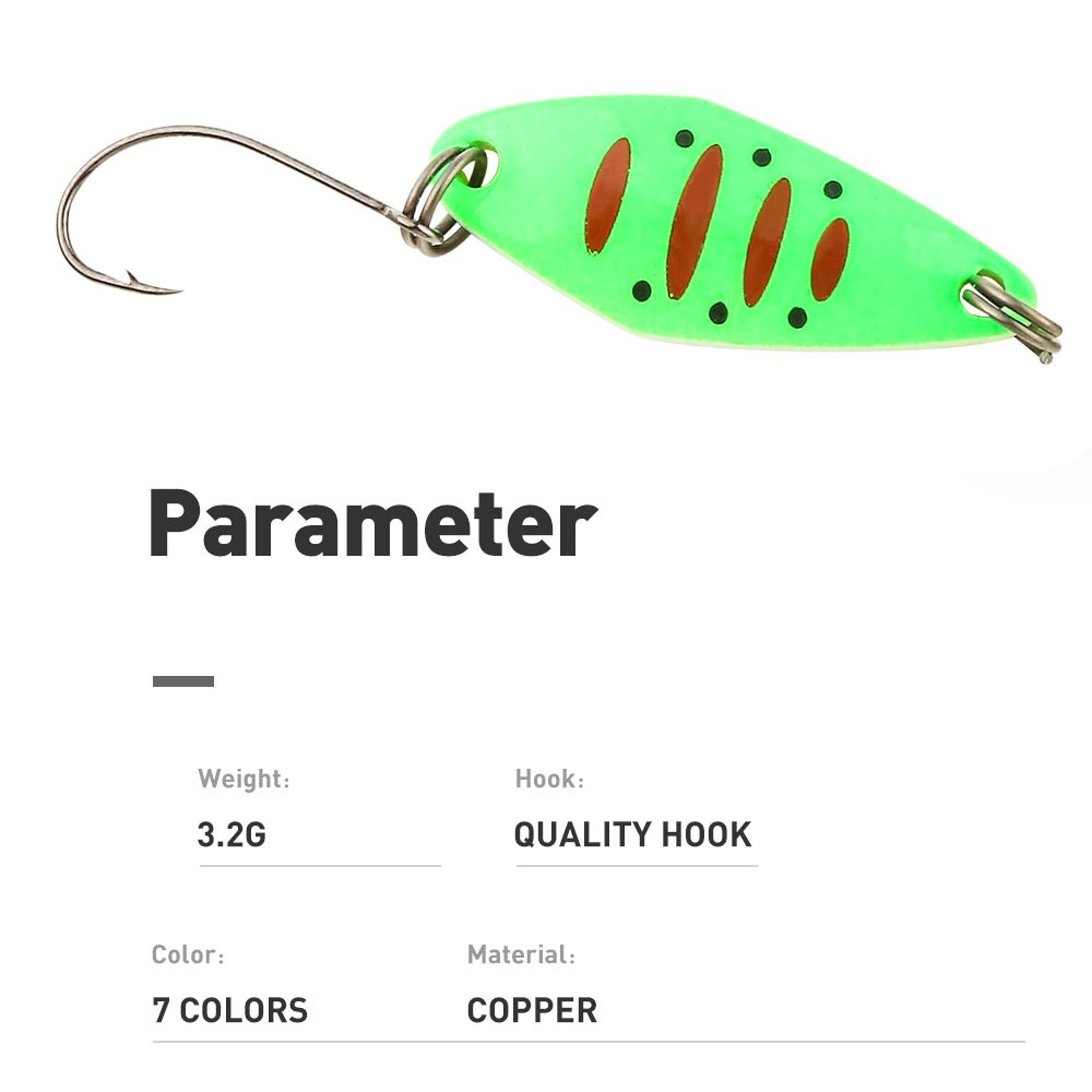 CHEERY 3.2g Colored Spoons Lures Single Hook Metal Casting Jig Lures Fishing Artificial Luminous Bait Spoon Fishing Lure – Metal Lure – view 2