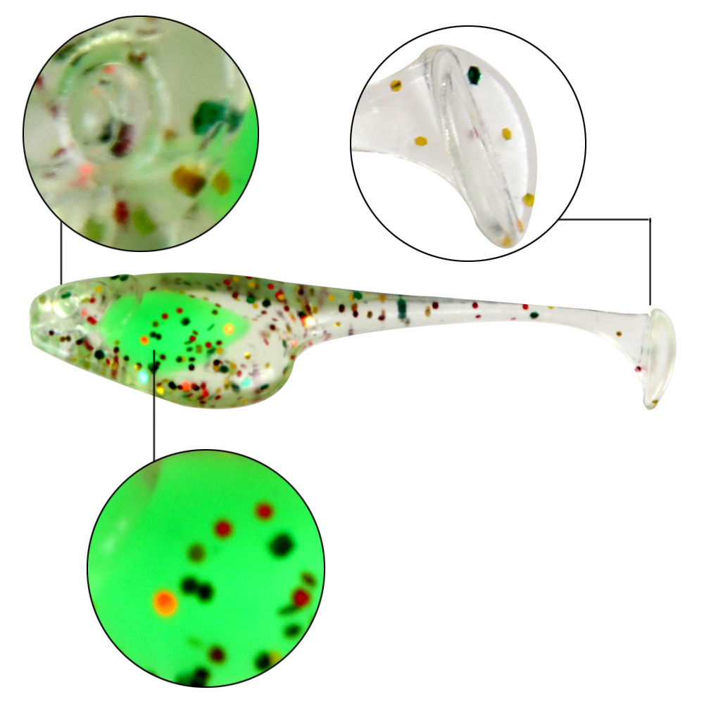 5cm 0.8g Floating Paddle T-Tail Shad Ajing Fishing Lure Rockfish Plastic Soft Lure Mini Worms Artificial Bait Bass – Worms & Grubs – view 2