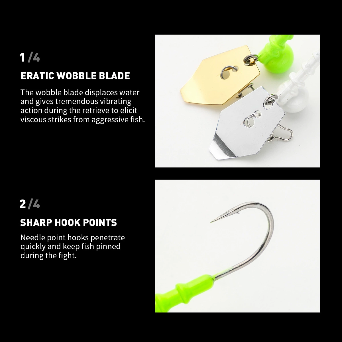 Cheery Steel Alloy 9g 45mm Jig Hooks with Spinner Barbed for Salmon Fishing-Saltwater & Freshwater Use – Fishhook – view 4