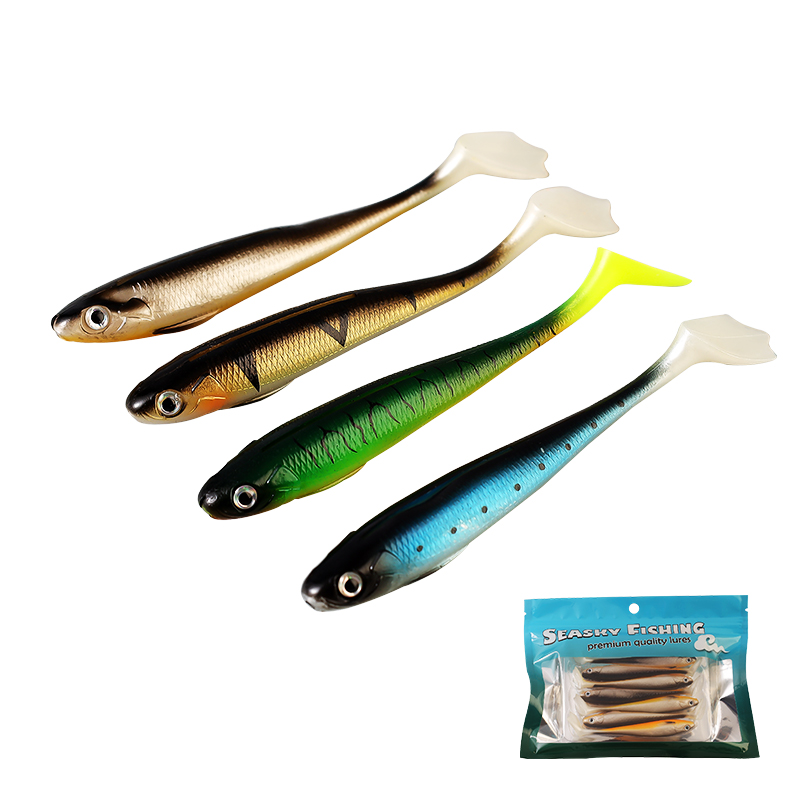 New 9cm 6g Paddle Tail Soft Plastics Lures 7pcs Per Bag t Tail Soft Plastic Fishing Shad Lure – Worms & Grubs – view 1