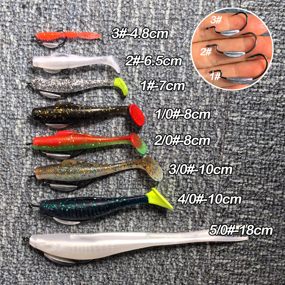 Gs 3#-5/0 Carbon Steel Wide Barbed Fishhook Crank Hook Soft Lure Worm Hook Bait Crank Fishing Hook with Lead – Fishhook – view 2