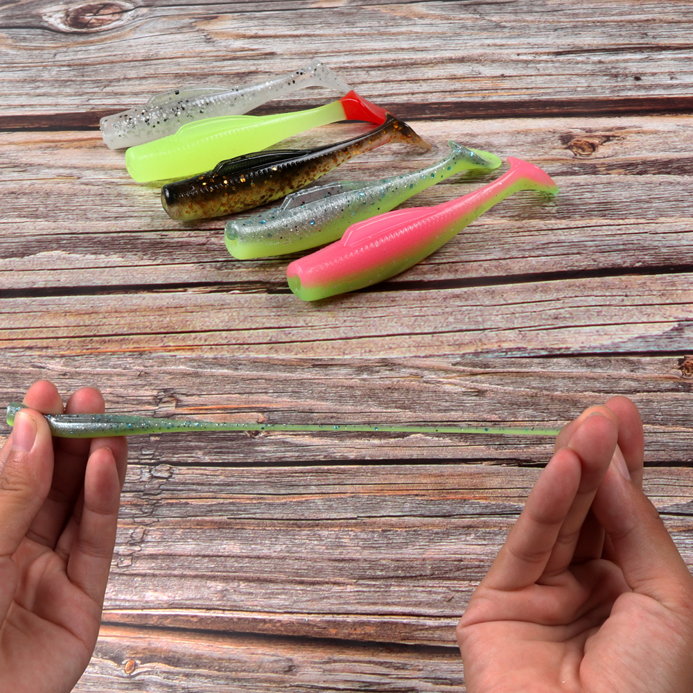 Soft Fish T-Tailed Bionic Lure 6.5cm 2.3g Plastic Bait 6pcs TPR Material Carp Artificial Soft Bait for Sea Bass Salmon Target – Worms & Grubs – view 3