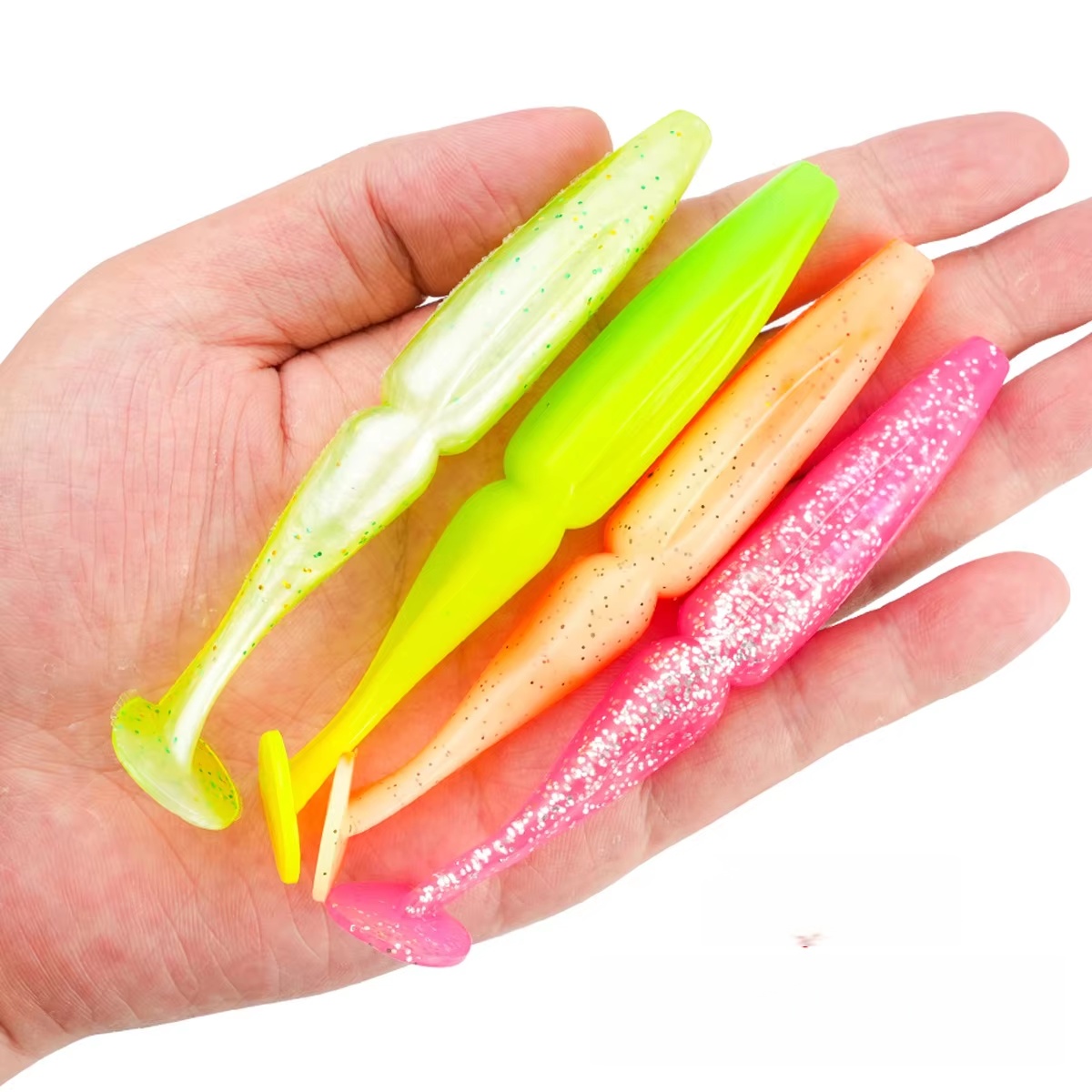 4PCS 11CM 12G Soft Lure Paddle Tail Double-Joint Large T-Tail PVC BaitBeaked Bass Soft Insect for Mandarin Fish Sea Fishing – Worms & Grubs – view 1