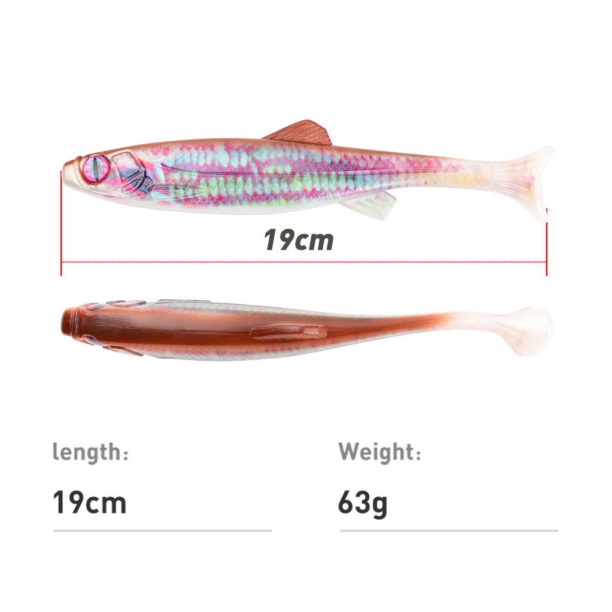 CHEERY 19cm/63g Predator Soft Fishing Lure Swimbait Paddle Tail Cannibal Artificial Bait Big Eye Jig Head Bass Sea Wobbler – Worms & Grubs – view 2