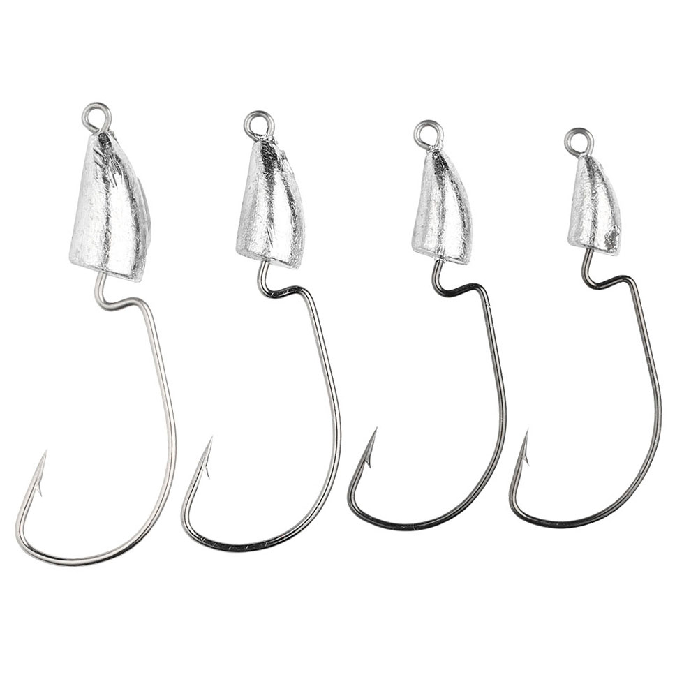 JOHNCOO Bullet Jig Heads Swimbait Hook Bass Fishing Texas Rig Hook Saltwater Freshwater Offset Weighted Weedless Hook – Fishhook – view 1