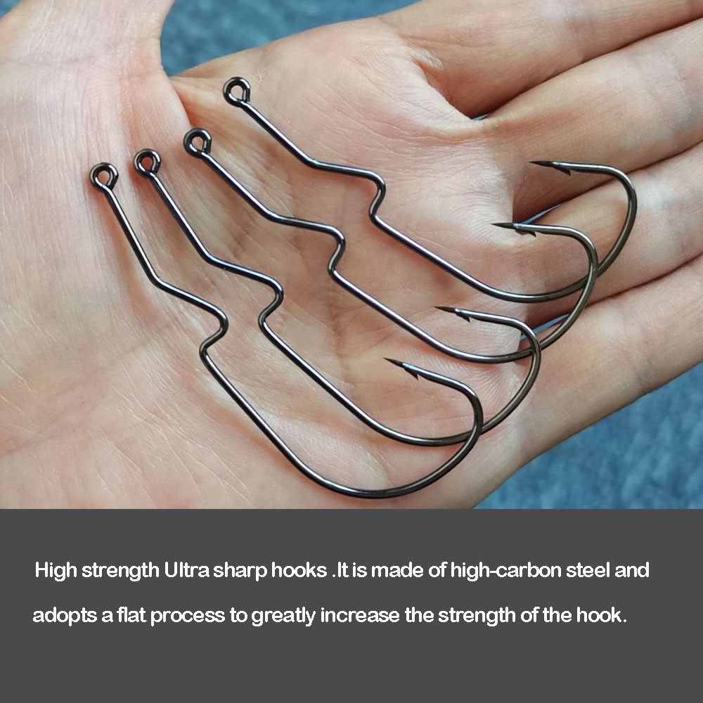 JOHNCOO Bullet Jig Heads Swimbait Hook Bass Fishing Texas Rig Hook Saltwater Freshwater Offset Weighted Weedless Hook – Fishhook – view 5