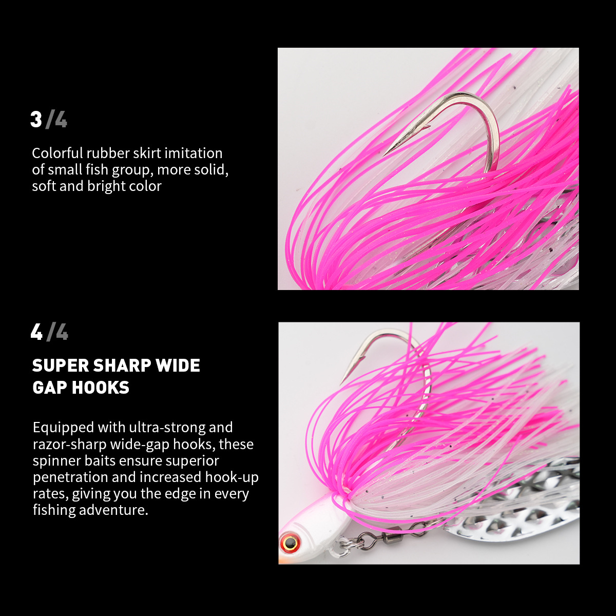 WEI 37g Composite Glitter Spinner Bait with Single Hook Barbed 3D Fish Eyes Lead Jig Head Lifelike Lure for Bass Fishing Lures – Metal Lure – view 5