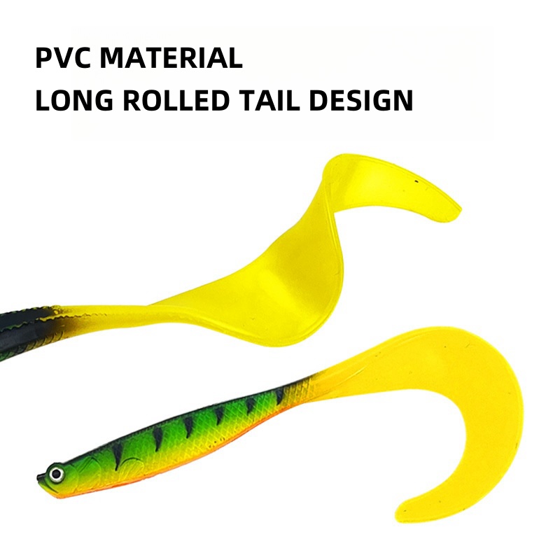 SL083-12cm 7g/pcs High Quality PVC Soft Worm with Growth Tail Swim Bait Fishing Lures for Freshwater Fish Target in Rivers – Worms & Grubs – view 3