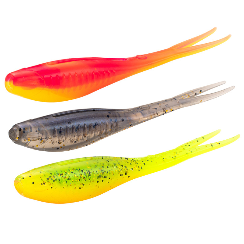 CHEERY 8cm 6pcs TPR Floating Soft Bait Plastic Carp Worm Fish Bait Root for Lead Head Hook River Fishing Fork Tail Soft Bait – Worms & Grubs – view 5