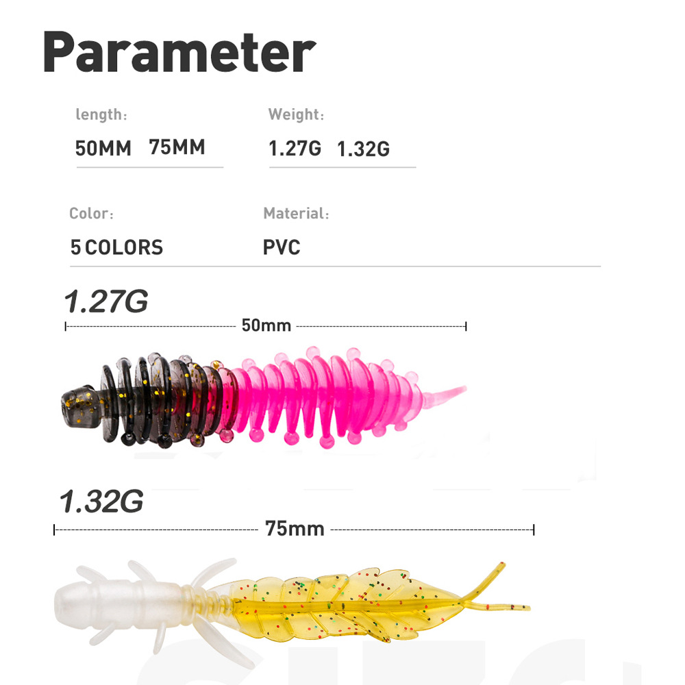 SL098 Factory Wholesale Soft Lure 5cm 7.5cm Swim Bait Fishing Lures Durable PVC Bass Sea Bass Salmon Lake Needle Tail Design – Worms & Grubs – view 3